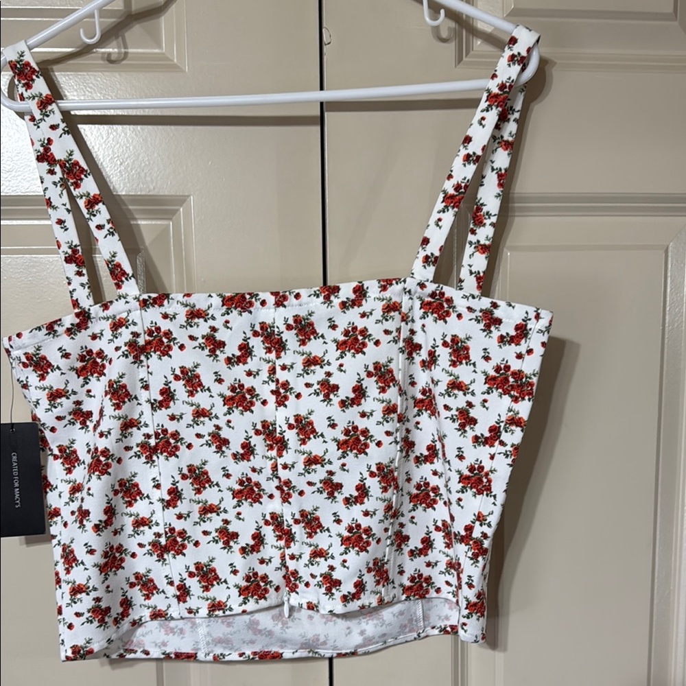 Danielle Bernstein Red Floral Tank Top - Picture 2 of 3